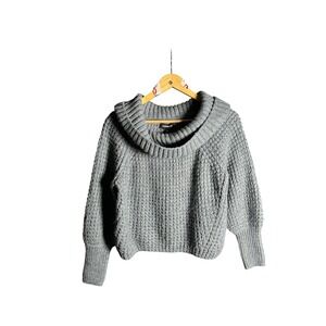 Express Gray Chunky Knit Cowl Neck Sweater Pullover Long Sleeve Size S